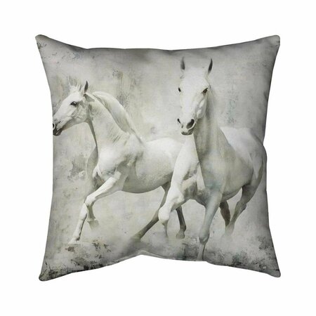 BEGIN HOME DECOR 26 x 26 in. Two White Horse Running-Double Sided Print Indoor Pillow 5541-2626-AN8